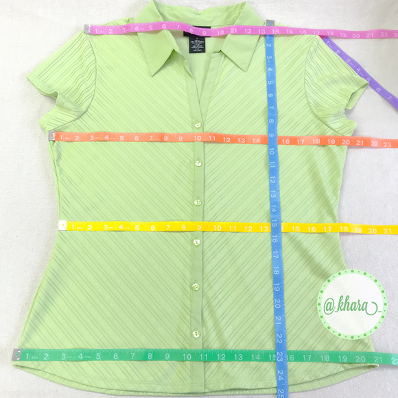 Style & Co. Avocado/Lime Striped Cap Sleeve - Picture 5 of 8